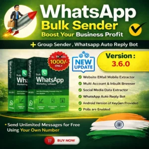 Whatsapp Bulk Message Sender+ Group Sender + WhatsApp Auto Reply Bot